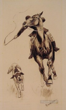  vaquero Pintura Art%C3%ADstica - Azotes en un vaquero rezagado Frederic Remington